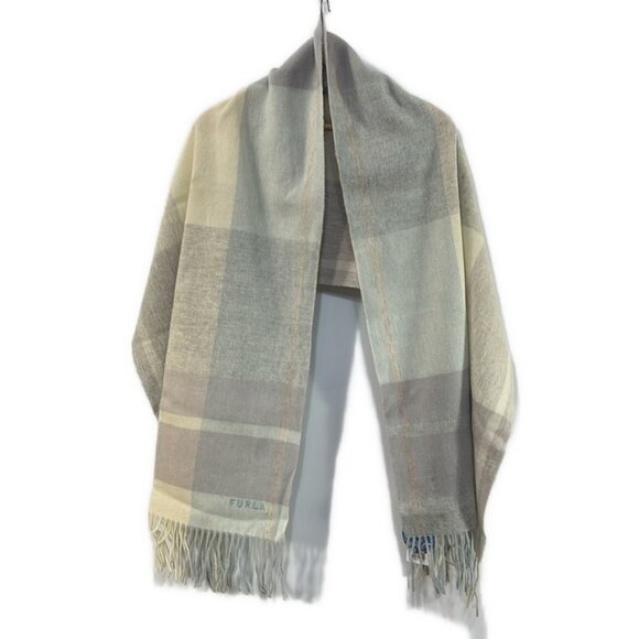 Furla Accessories - Auth FURLA - White Light Blue Light gray Wool Scarf